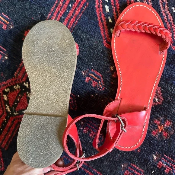 Madewell Red leather sandals size 7 EUC - Picture 2 of 2